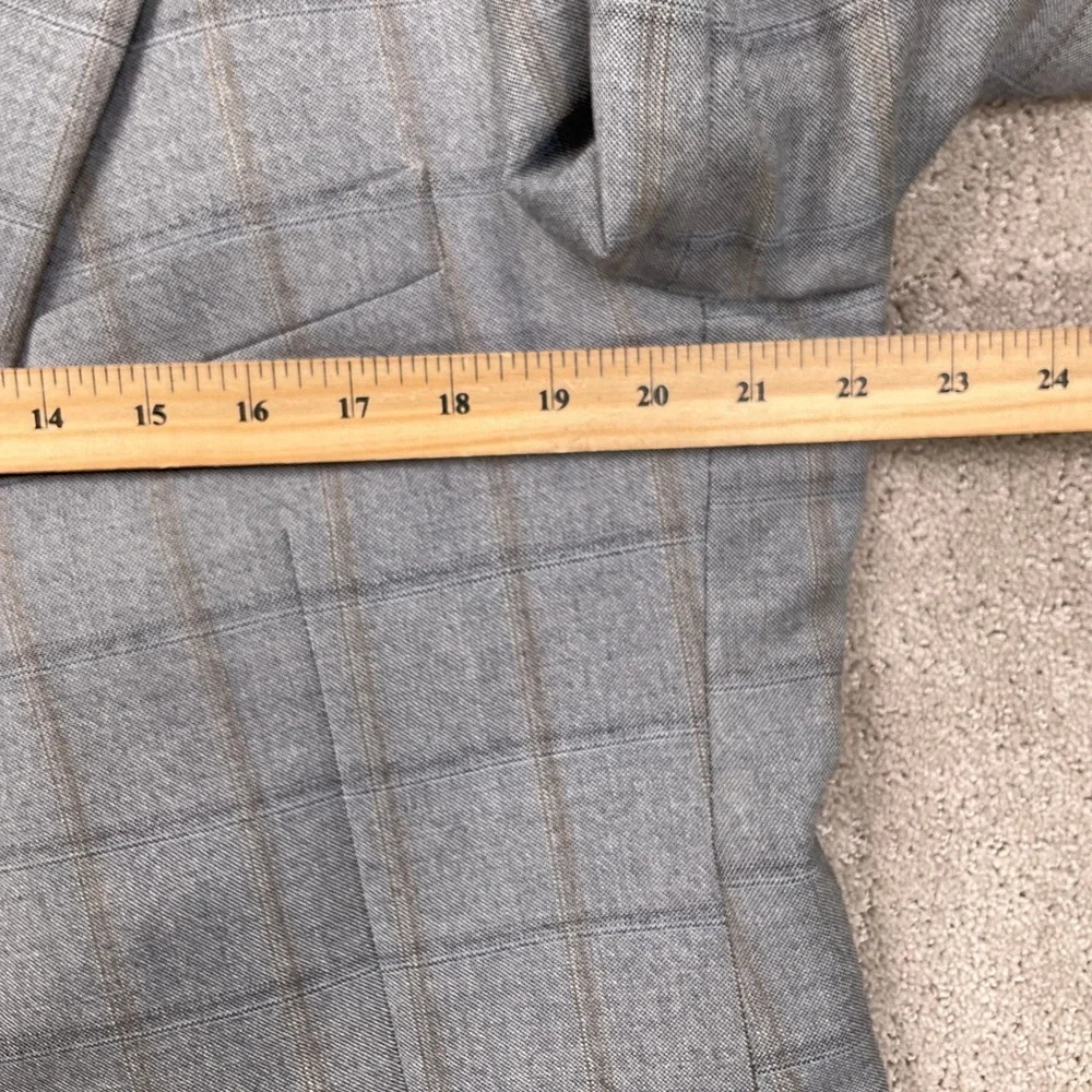 Brooks Brothers‎ 346 Blazer Mens 44L Gray Tan Windowpane Plaid Sport Coat Jacket